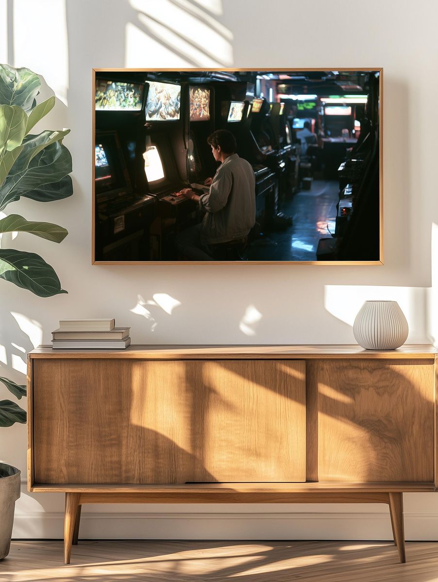 Neon Arcade Interior Photography Poster. — room view 3