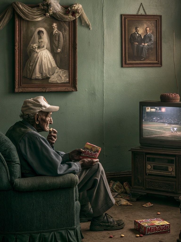 Elderly Man Watching Baseball Poster. poster — photography art