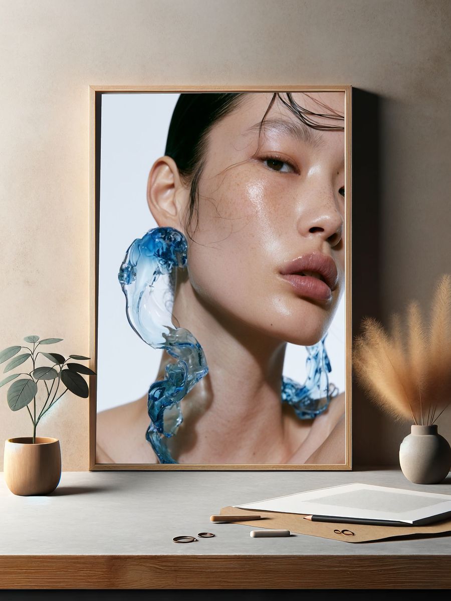 Blue Glass Portrait Photography Poster. — room view 2