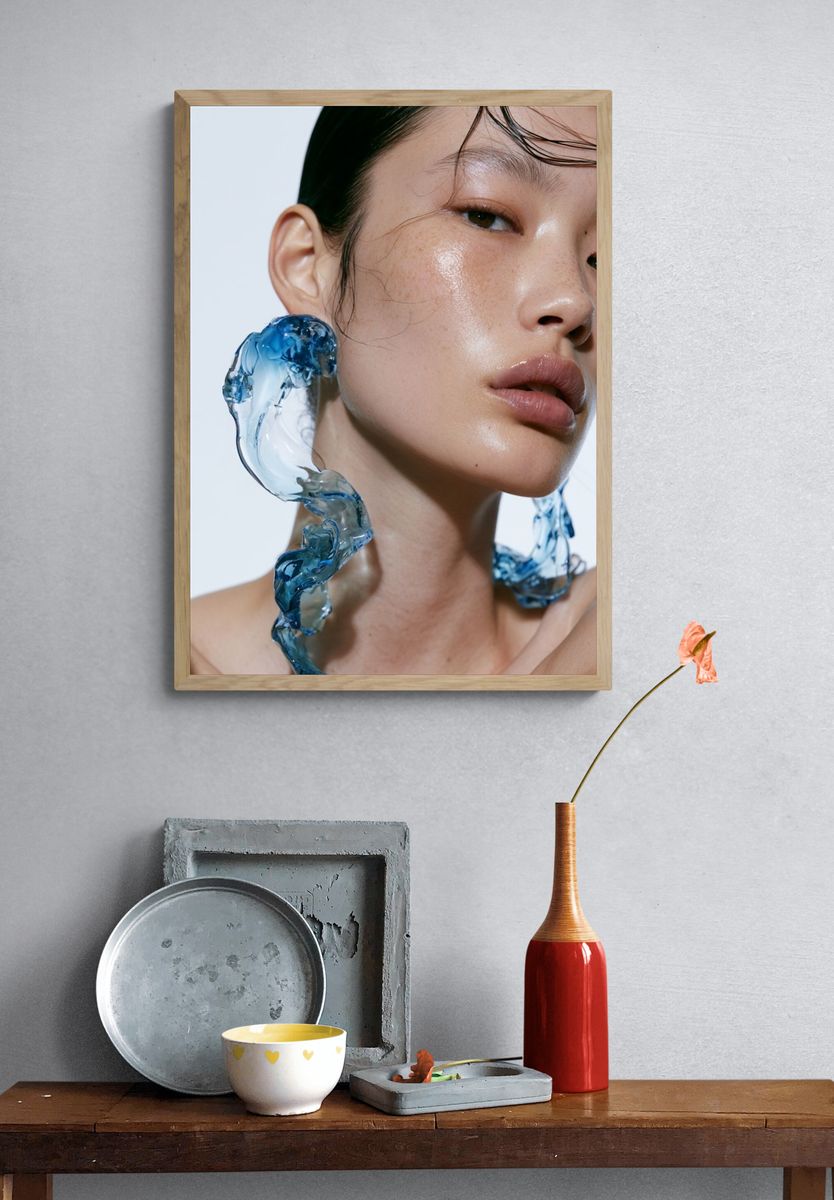 Blue Glass Portrait Photography Poster. — room view 3
