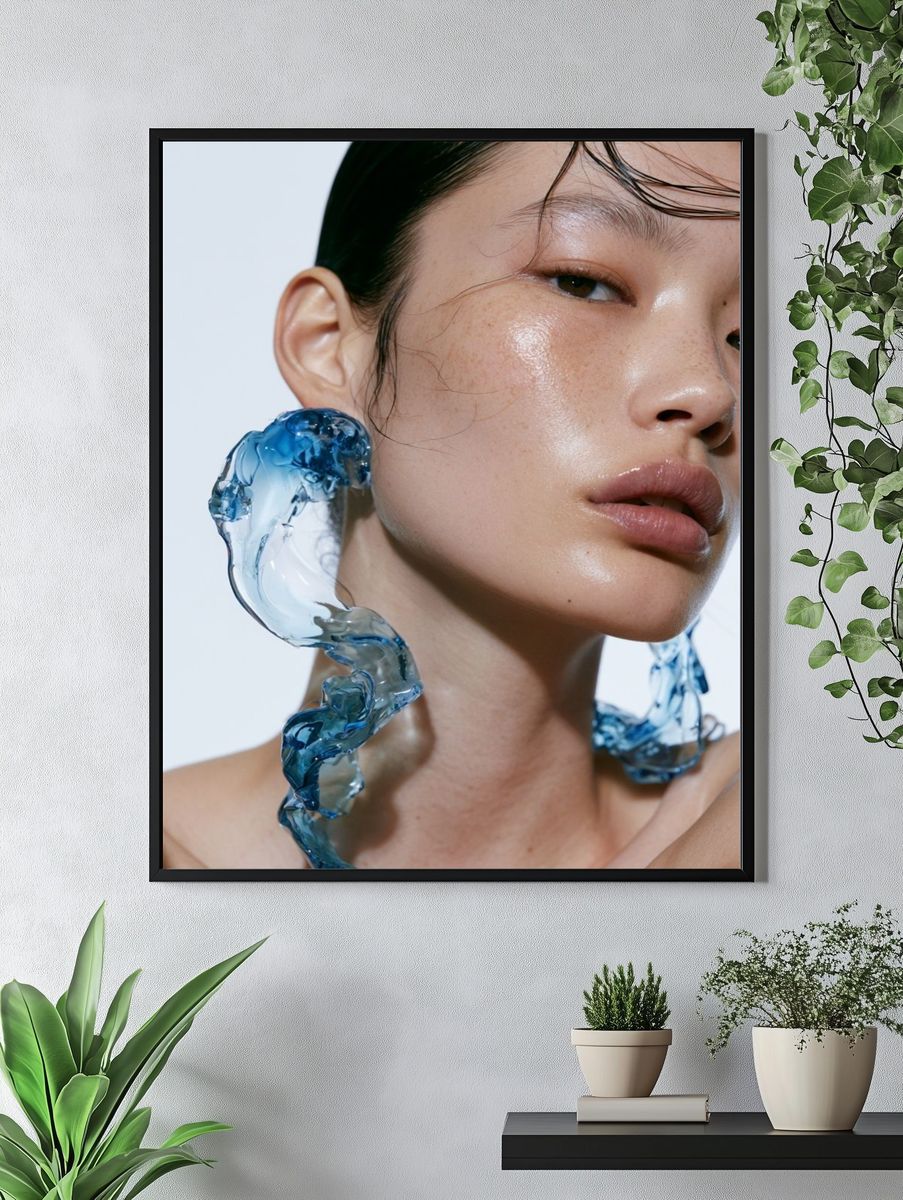 Blue Glass Portrait Photography Poster. — room view 4