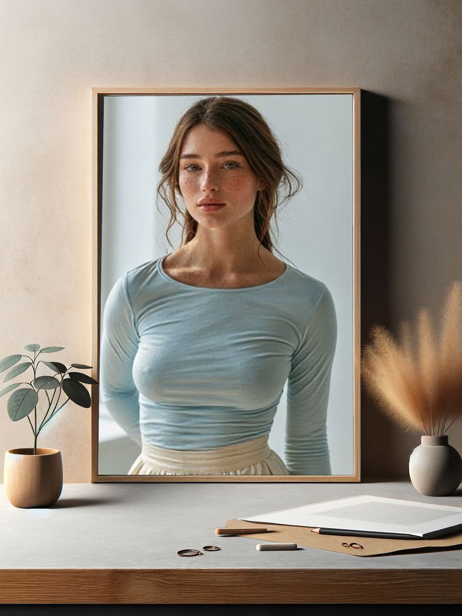 Freckled Portrait Photography Poster. — room view 2