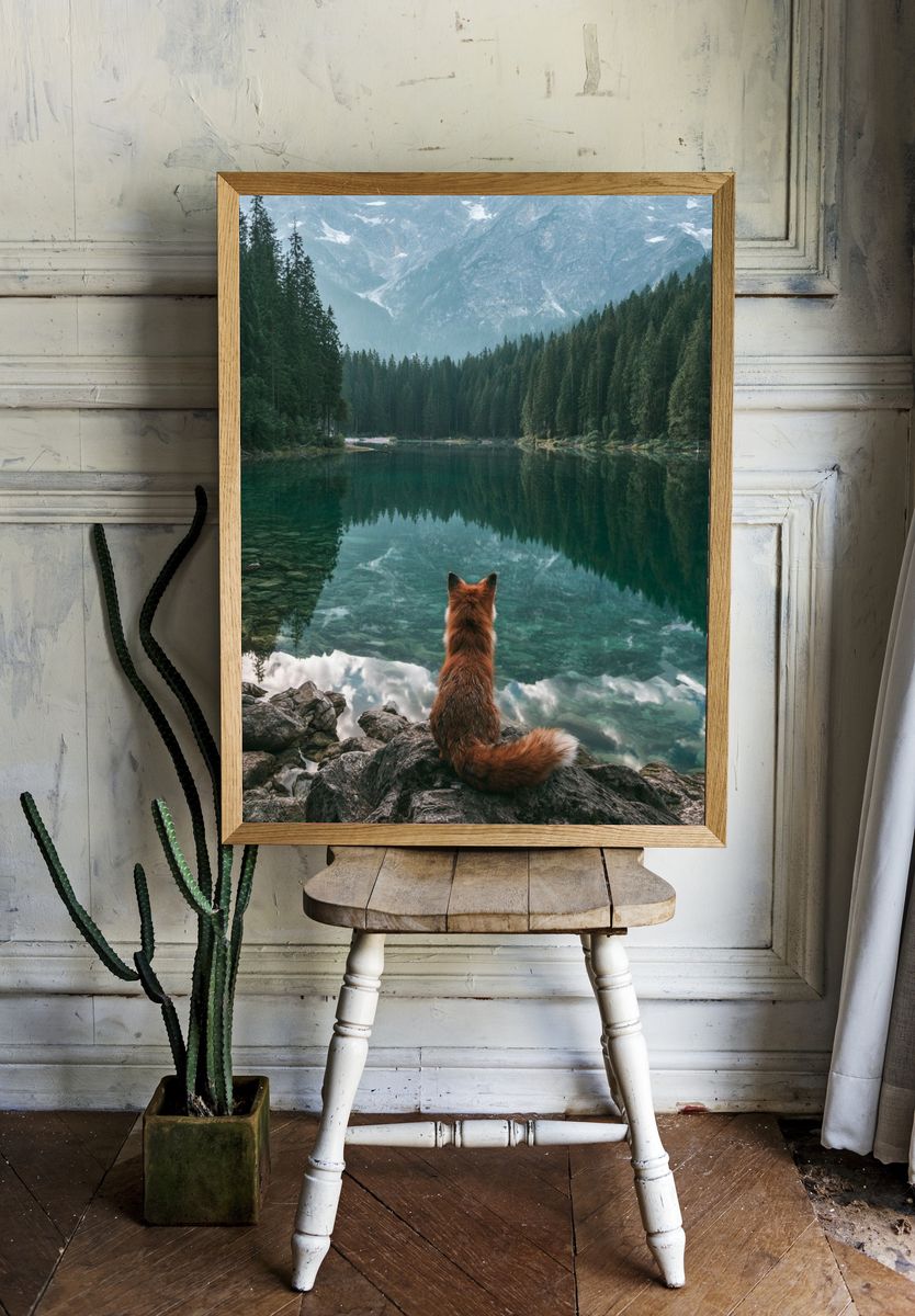 Fox by Alpine Lake Poster. — room view 1