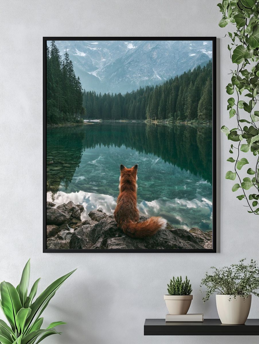 Fox by Alpine Lake Poster. — room view 4