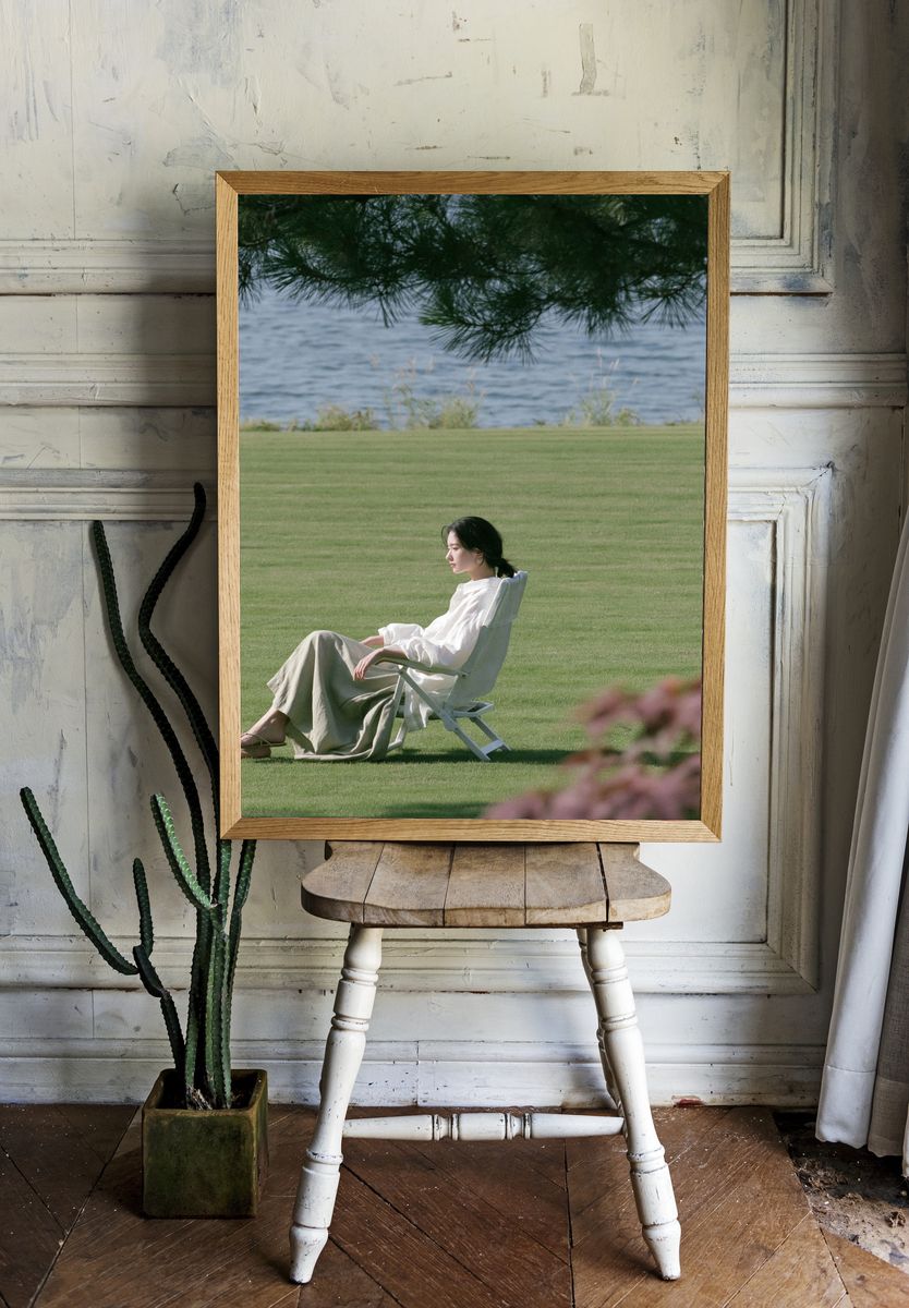 Serene Lakeside Portrait Photography Poster. — room view 1
