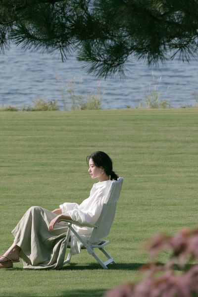 Serene Lakeside Portrait Photography Poster.