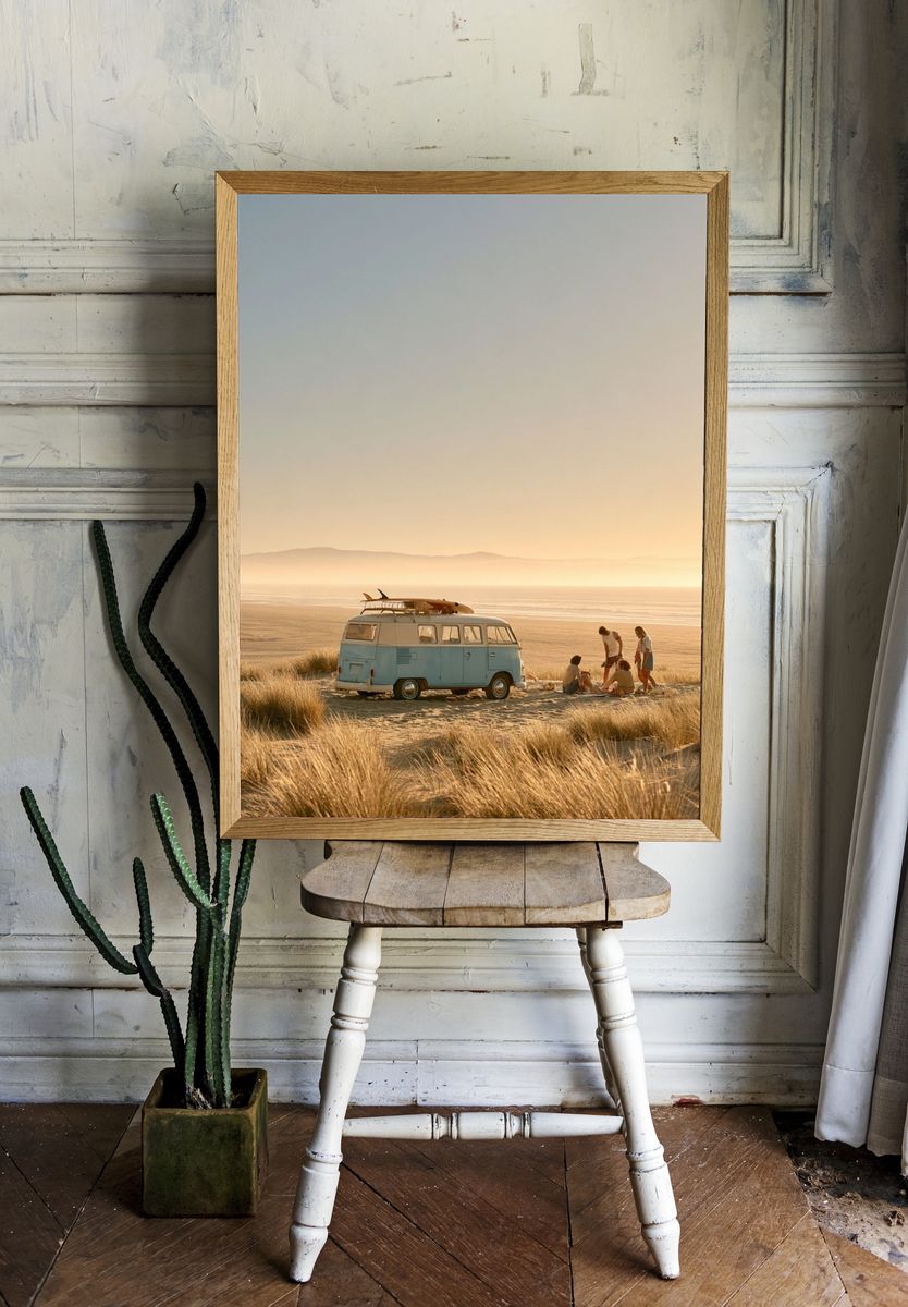 Beach Camper Van Photography Poster. — room view 1