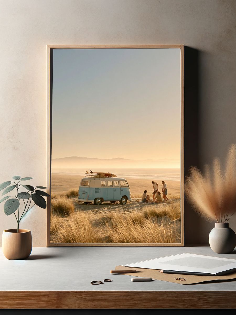 Beach Camper Van Photography Poster. — room view 2
