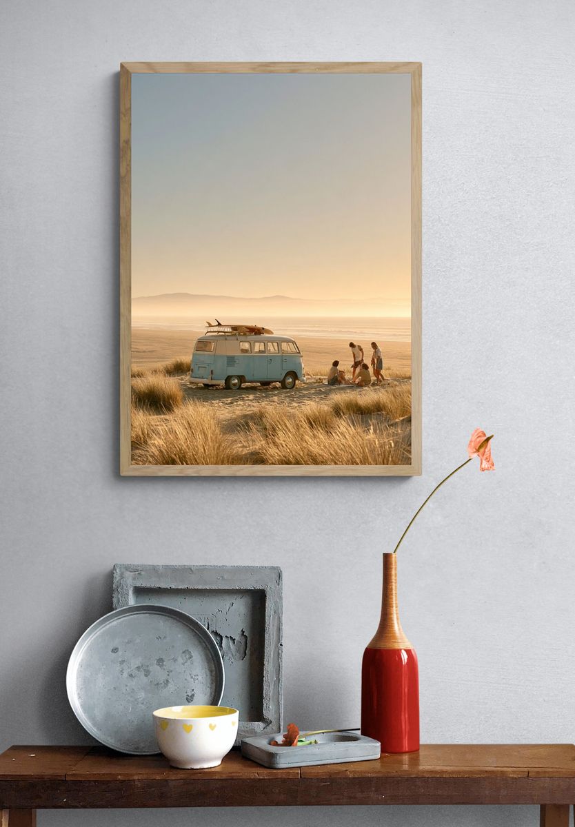 Beach Camper Van Photography Poster. — room view 3