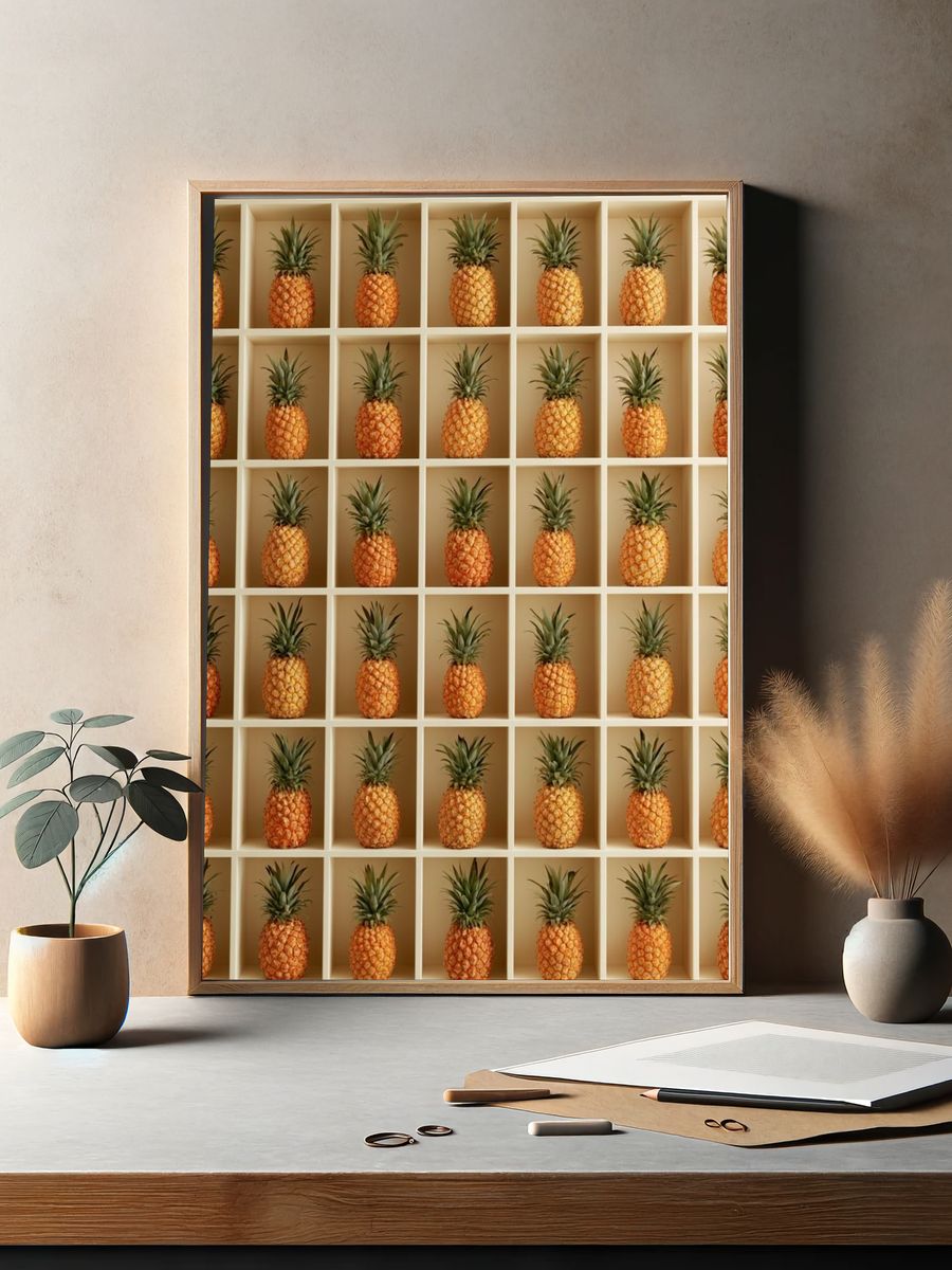 Pineapple Grid Photography Poster. — room view 2