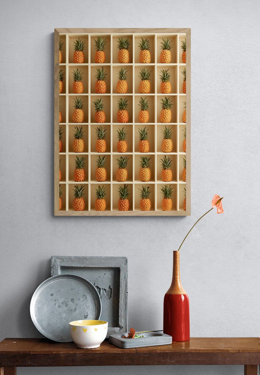 Pineapple Grid Photography Poster. — room view 3