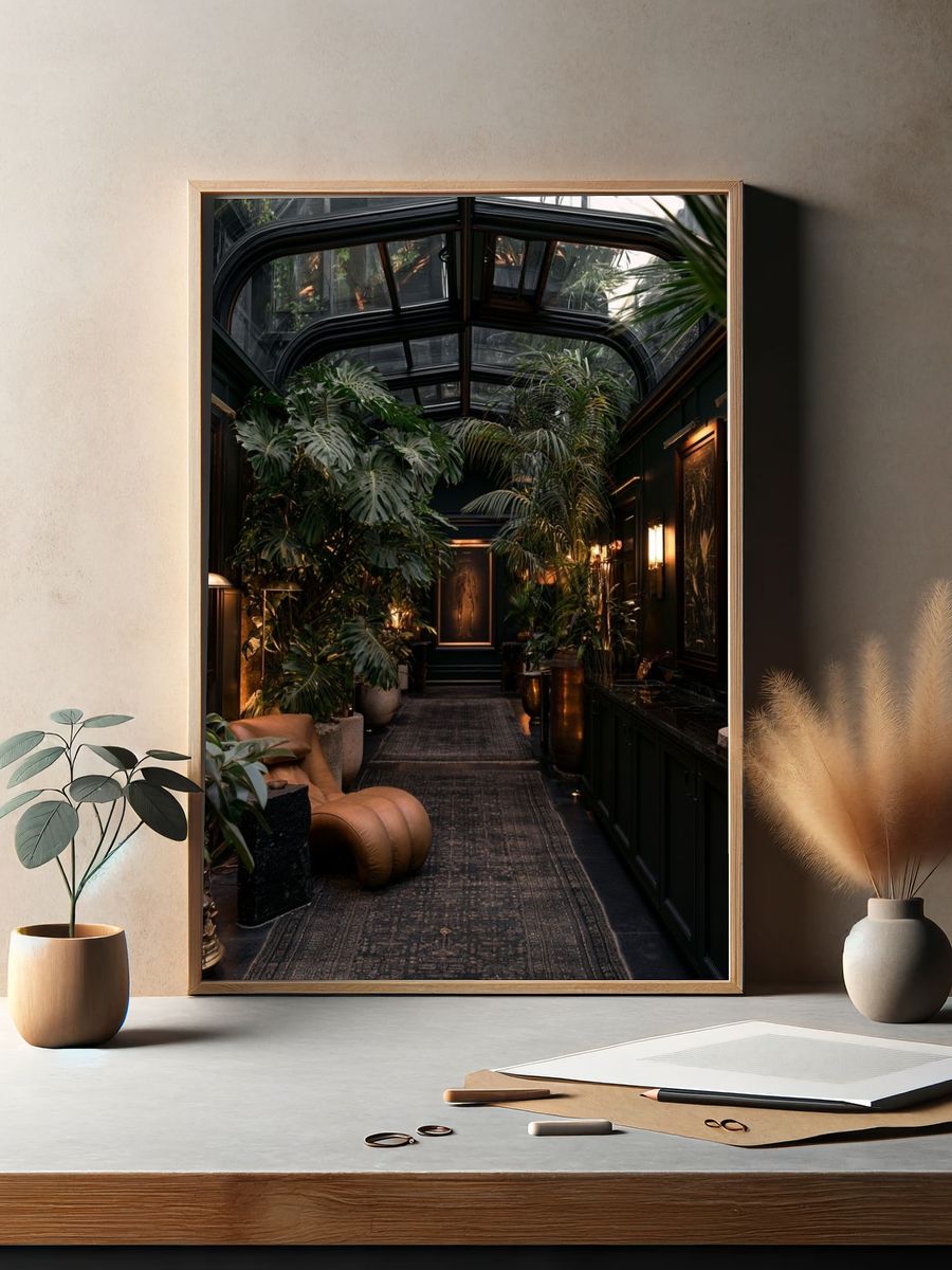 Lush Conservatory Interior Photography Poster. — room view 2
