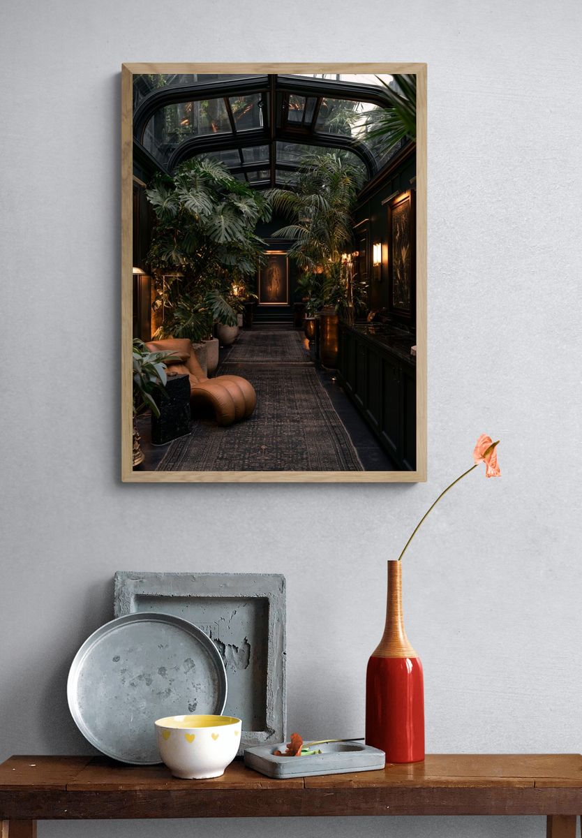Lush Conservatory Interior Photography Poster. — room view 3