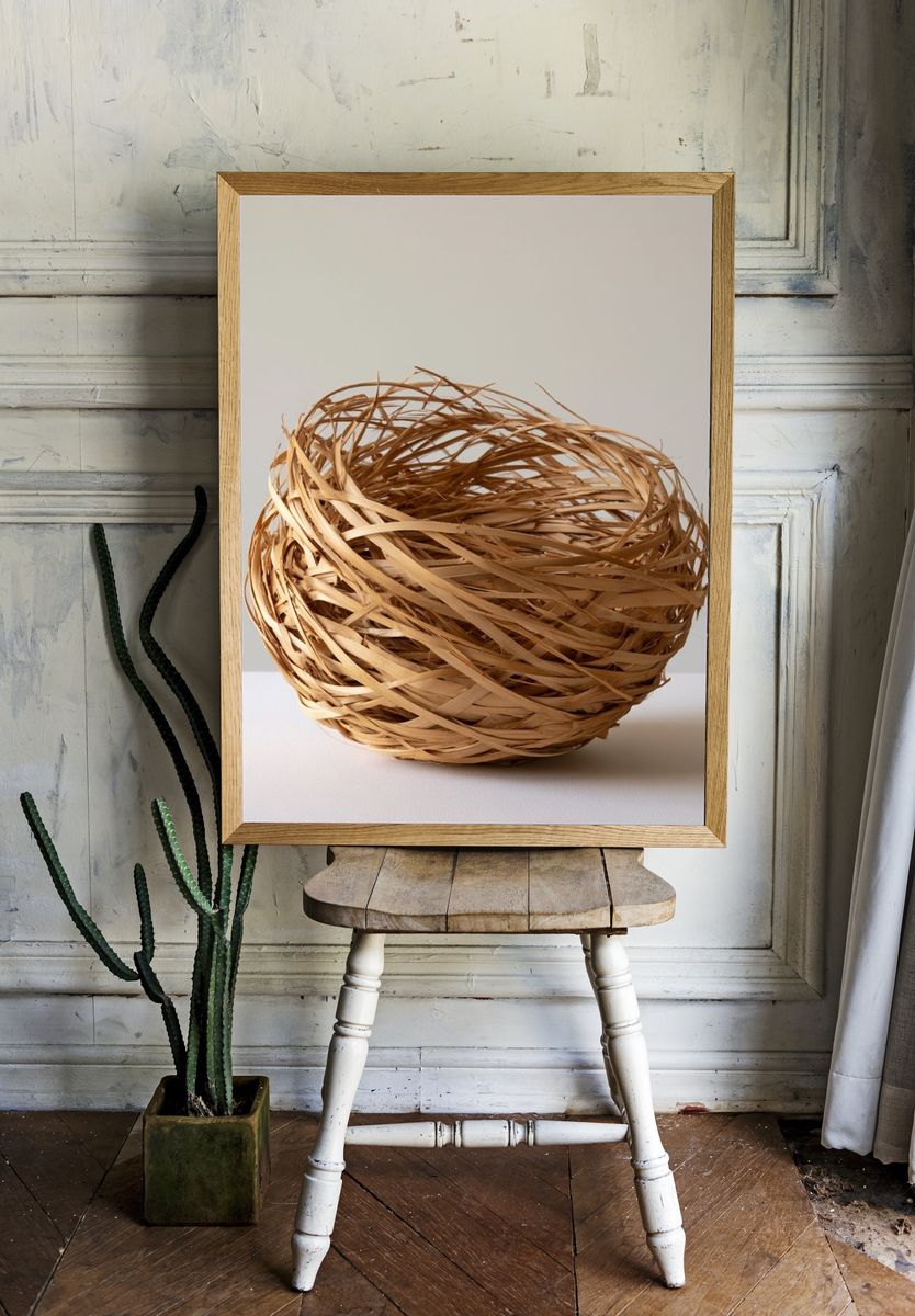 Woven Straw Nest Photography Poster. — room view 1
