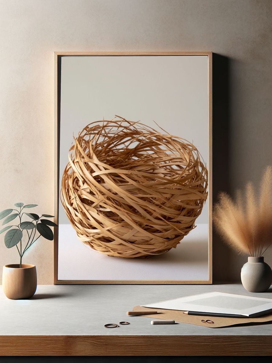 Woven Straw Nest Photography Poster. — room view 2