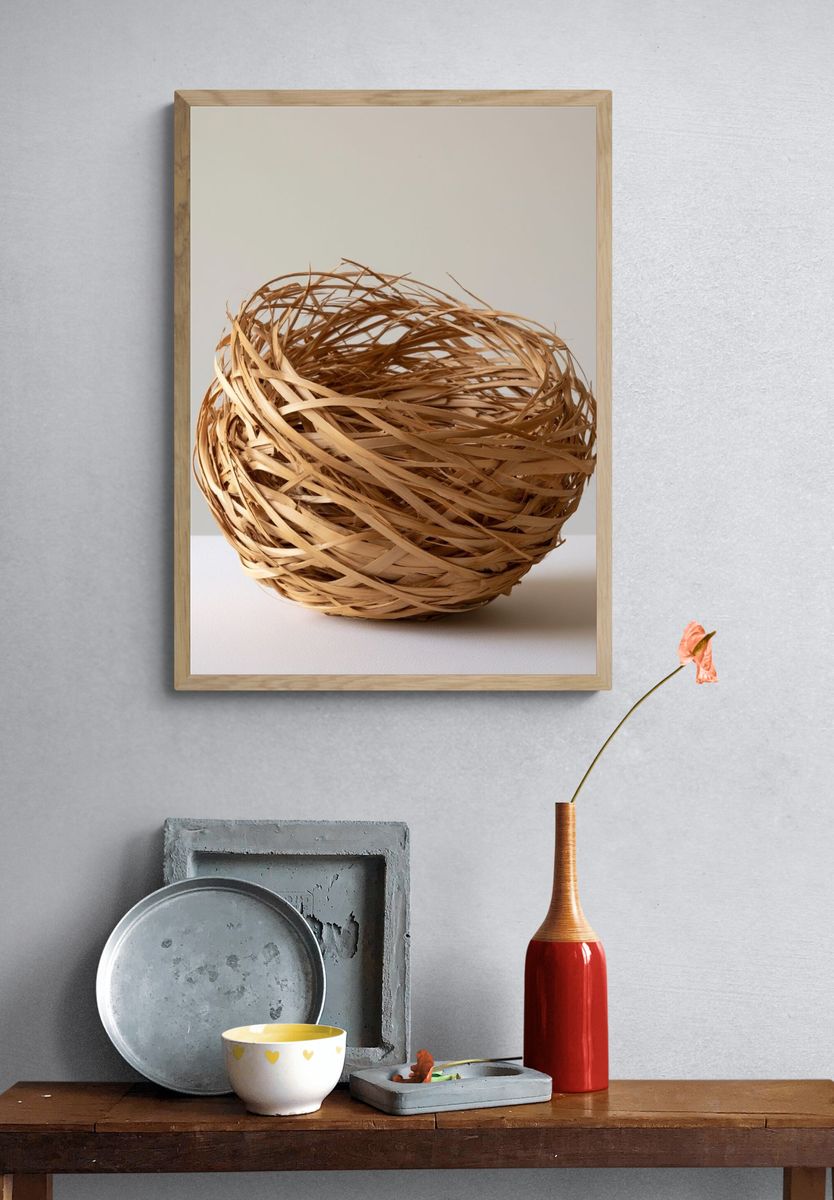 Woven Straw Nest Photography Poster. — room view 3