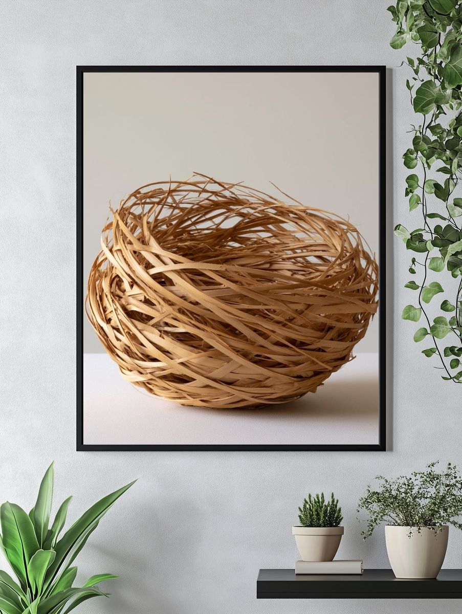 Woven Straw Nest Photography Poster. — room view 4