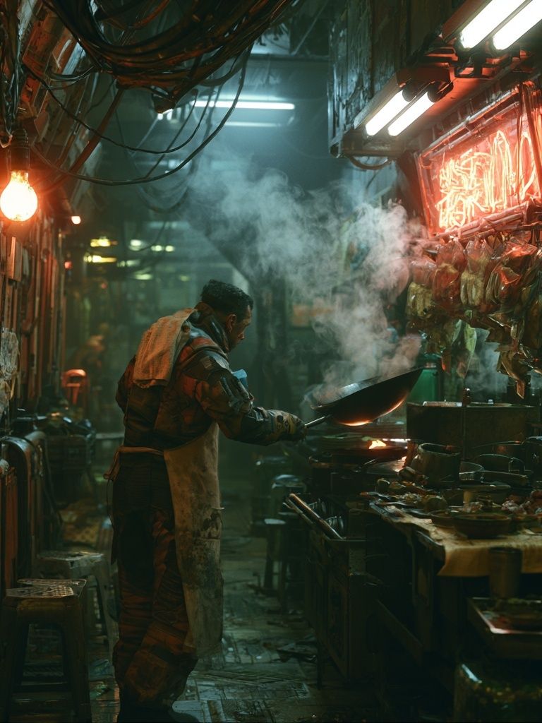 Neon Alley Kitchen — Photography Print. poster detail