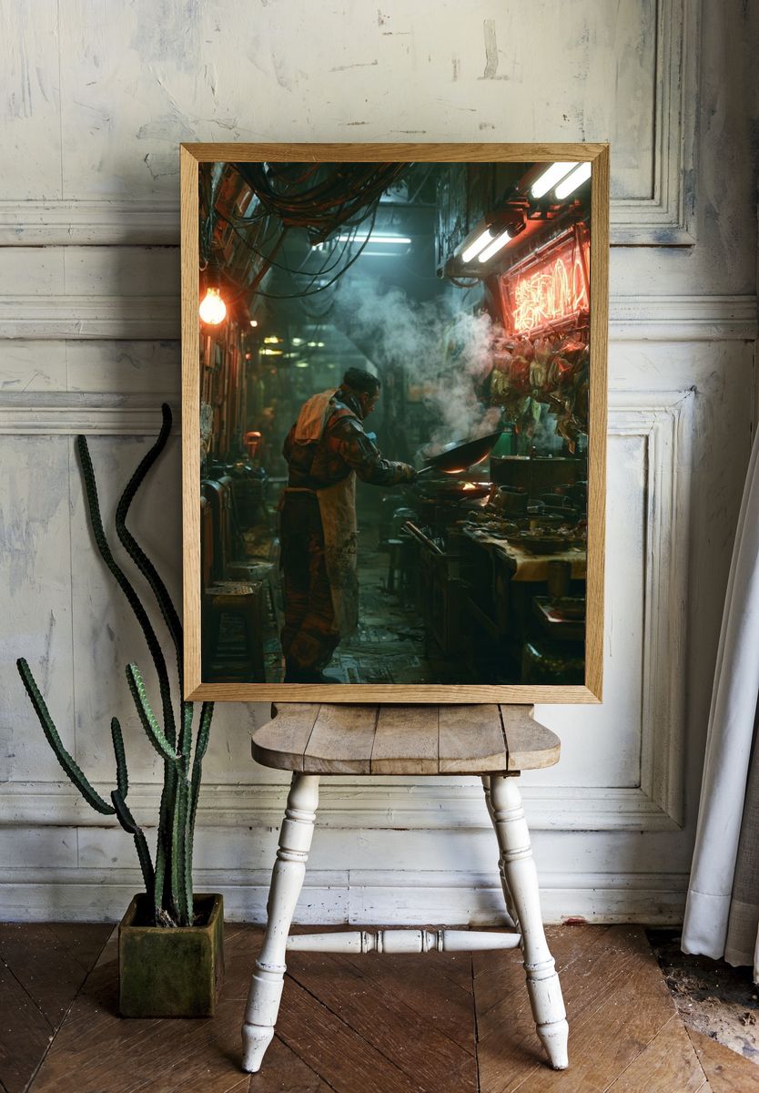 Neon Alley Kitchen — Photography Print. — room view 1