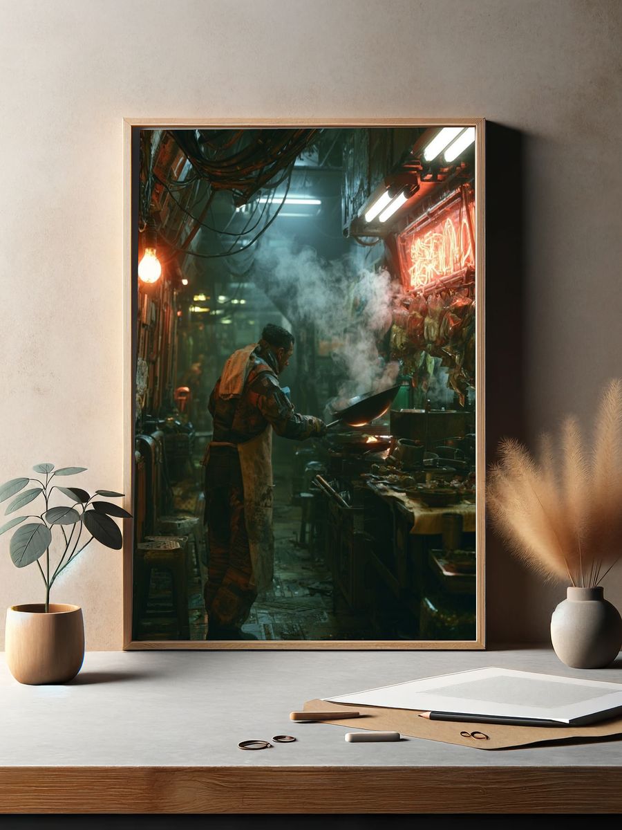 Neon Alley Kitchen — Photography Print. — room view 2