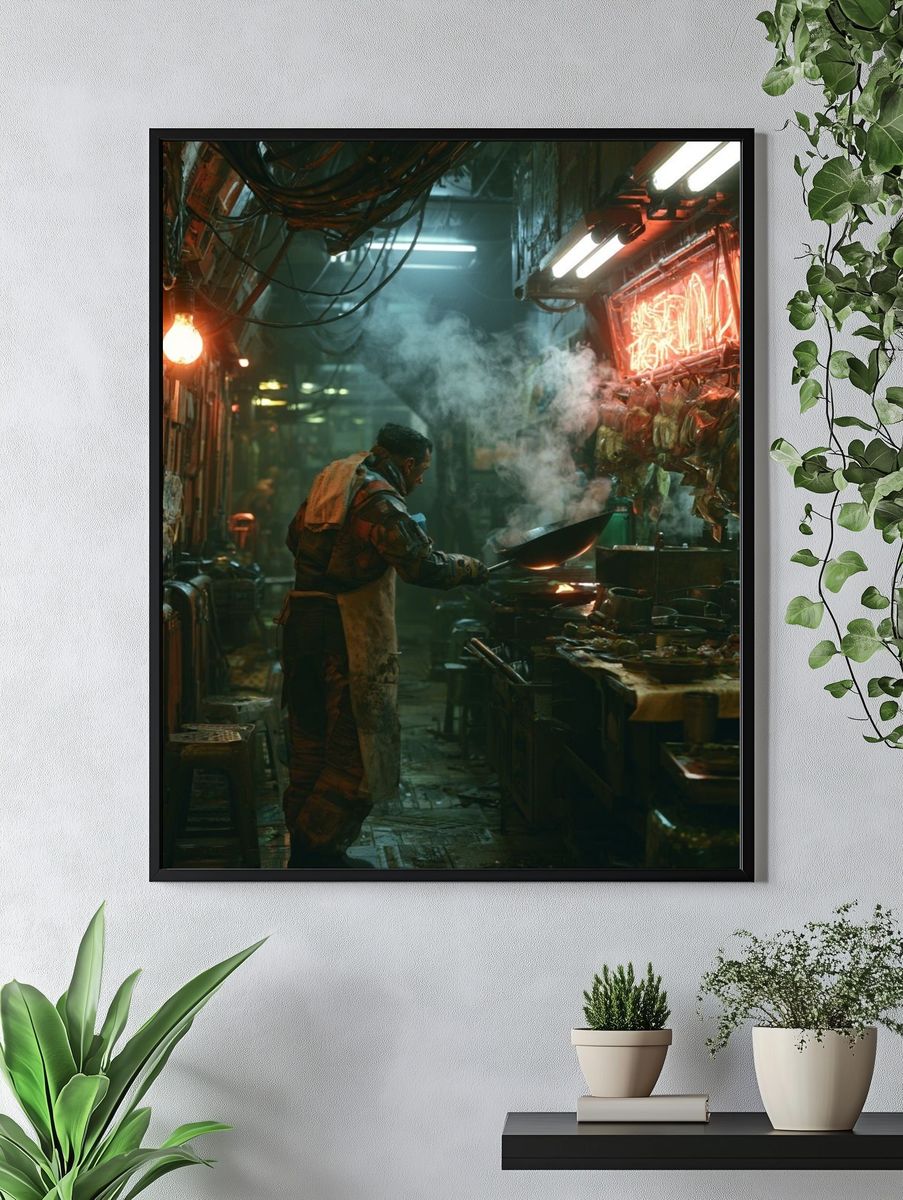Neon Alley Kitchen — Photography Print. — room view 4