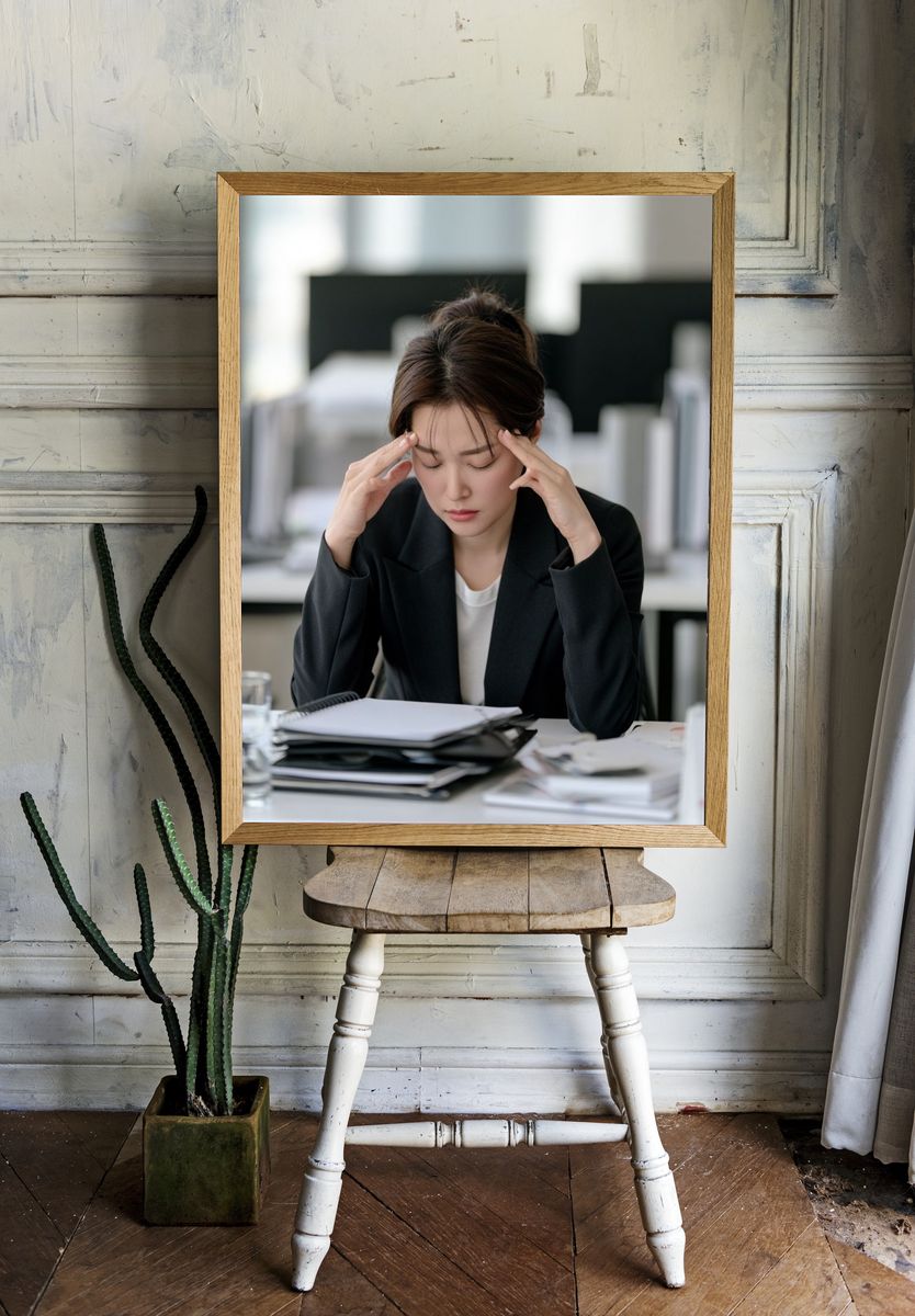 Stressed Office Portrait Poster. — room view 1