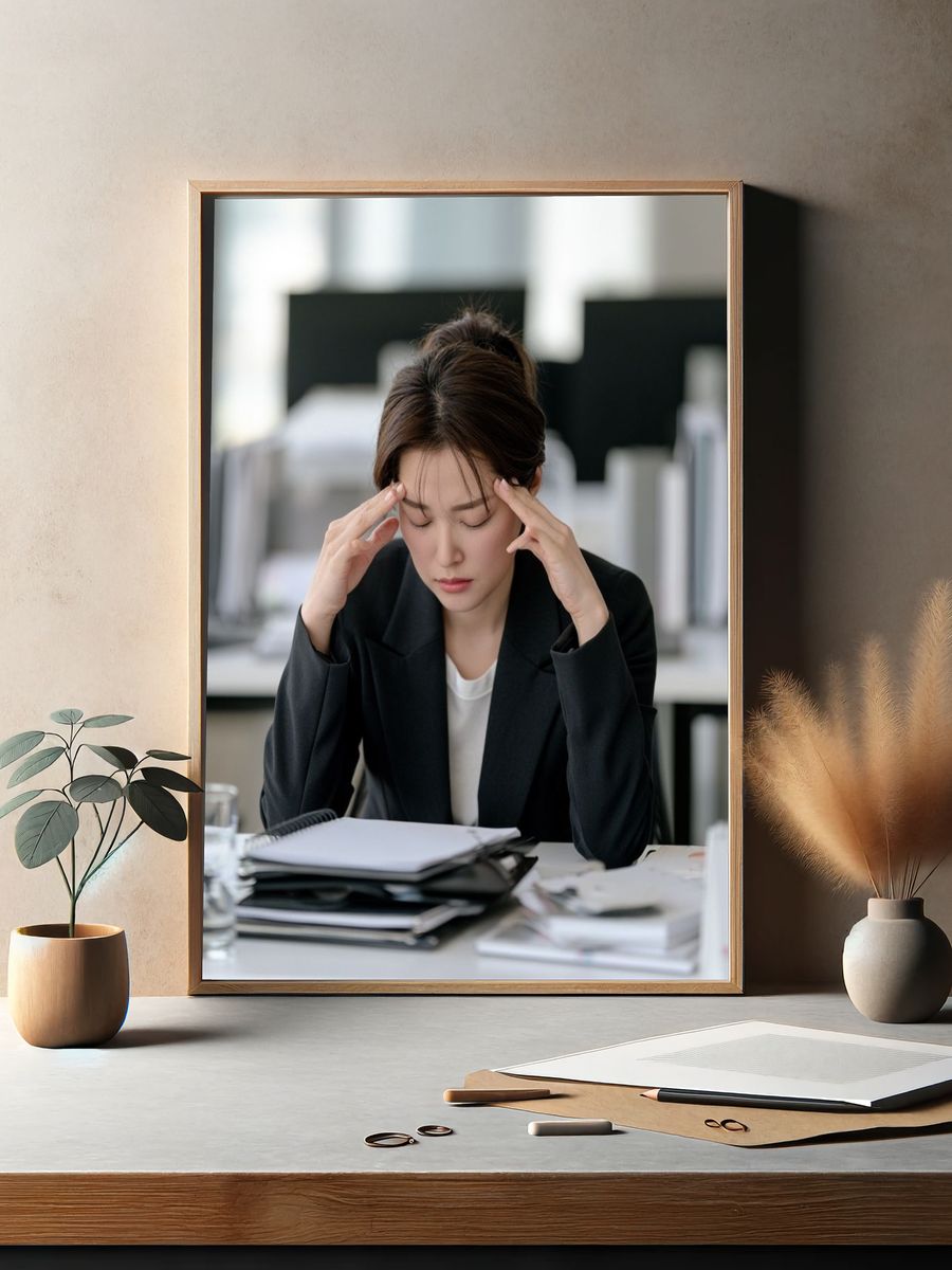 Stressed Office Portrait Poster. — room view 2