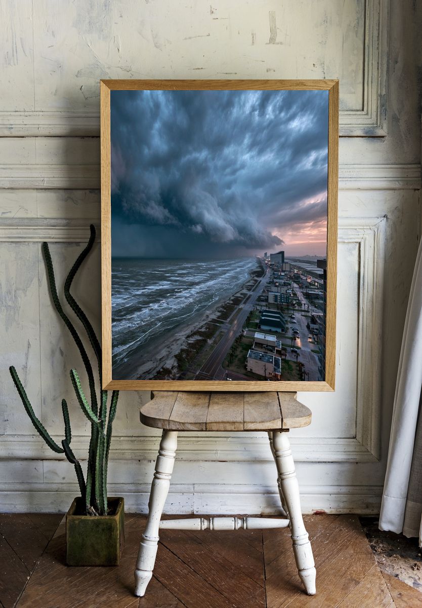Stormy Seaside Coastline Photography Poster. — room view 1