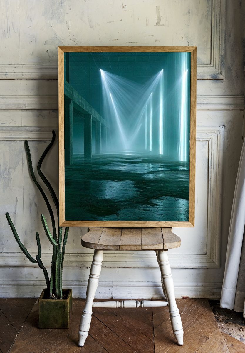 Neon Warehouse Lightscape Print. — room view 1
