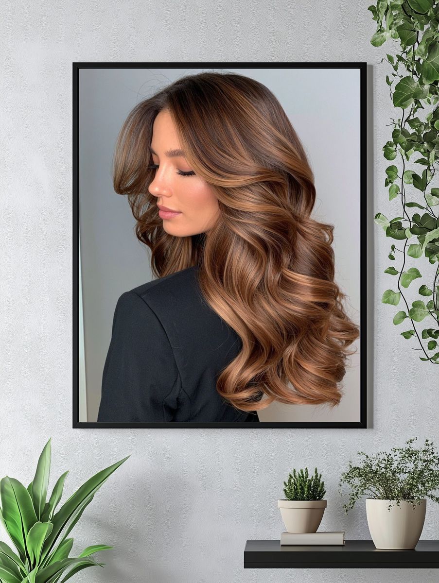 Glossy Brunette Portrait Poster. — room view 4