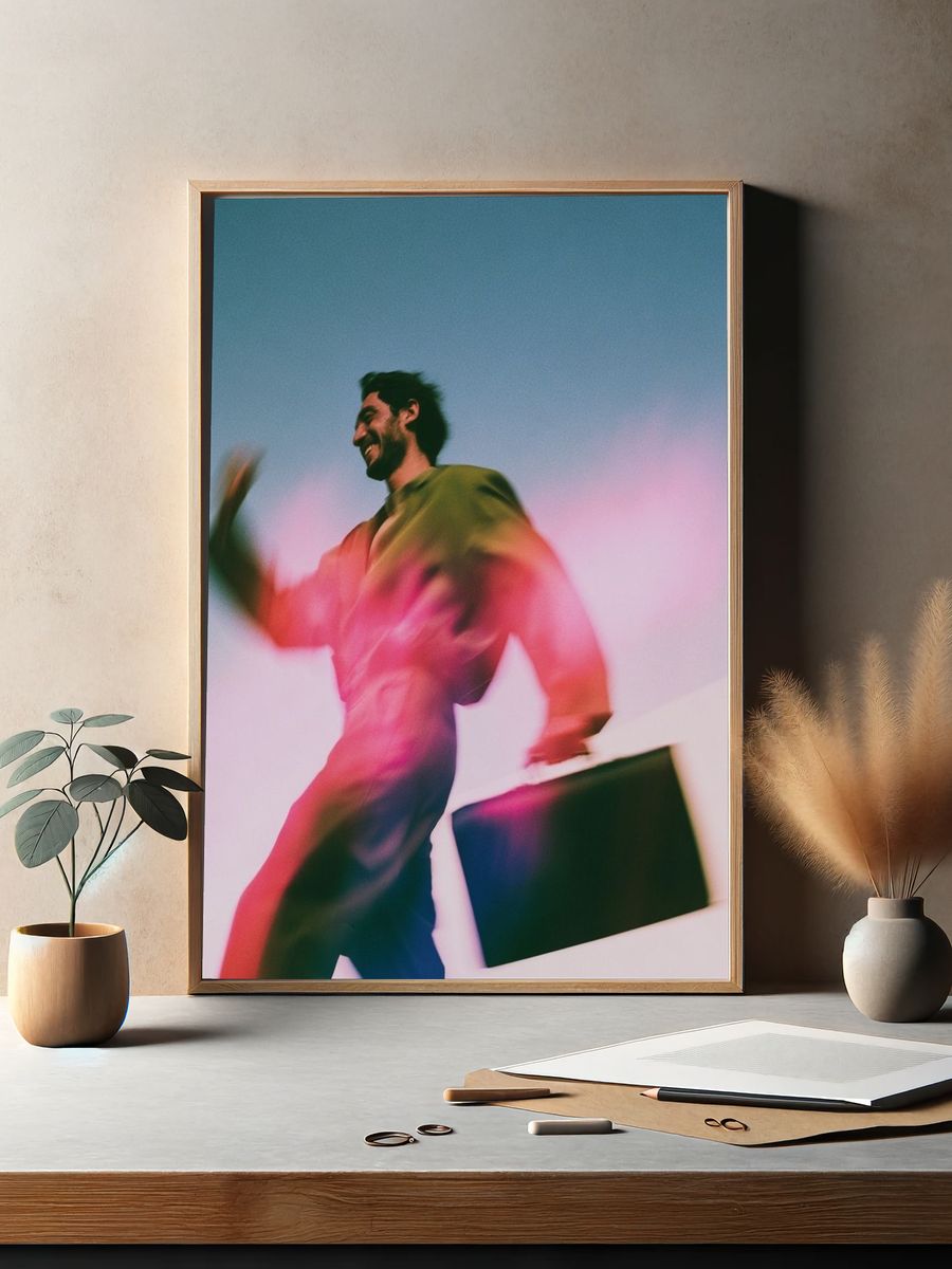 Blurred Man in Motion Photography Poster. — room view 2