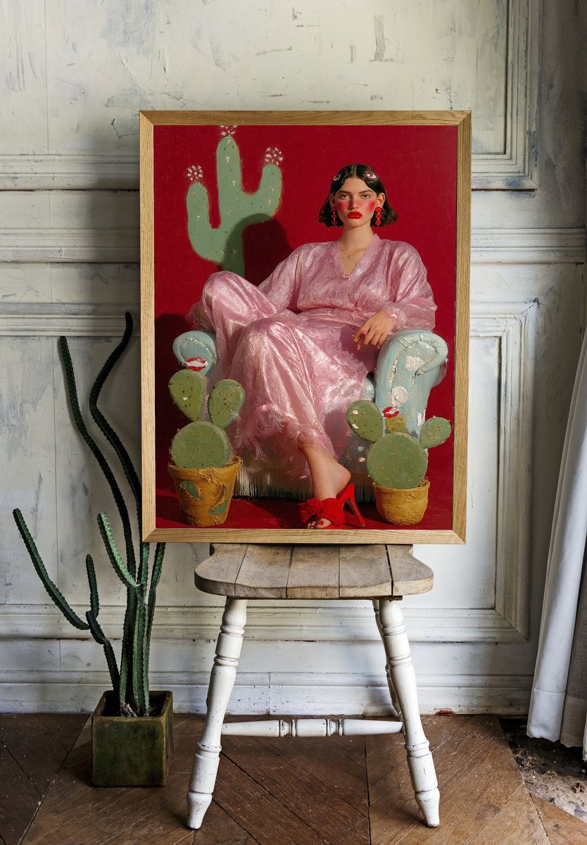 Cactus Portrait Fashion Poster. — room view 1