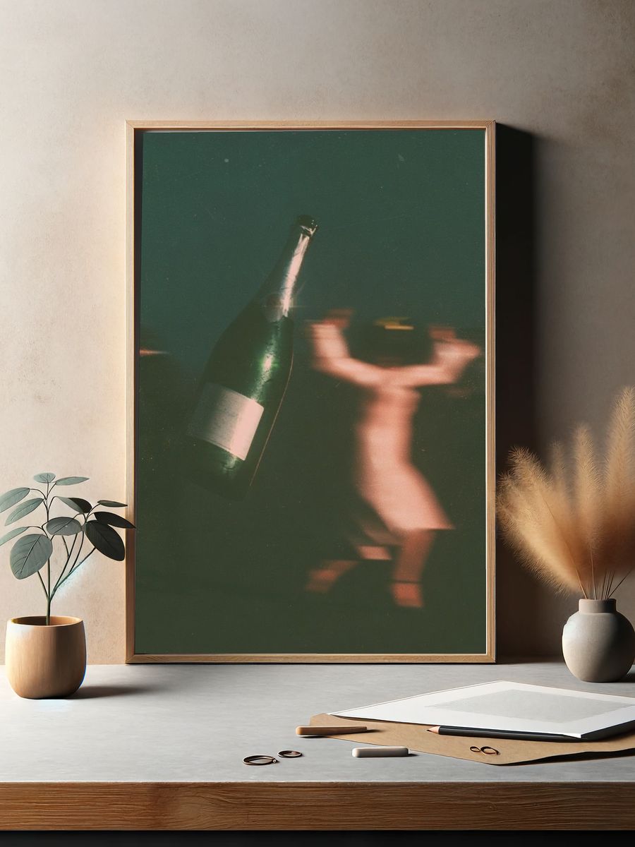 Champagne Bottle Motion Blur Poster. — room view 2