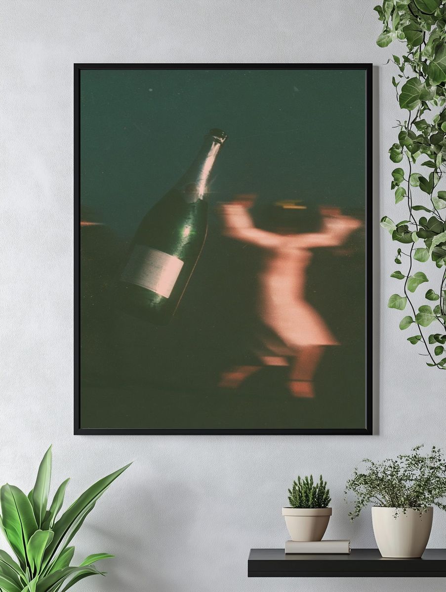 Champagne Bottle Motion Blur Poster. — room view 4