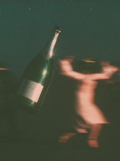 Champagne Bottle Motion Blur Poster. poster
