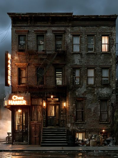 Rainy City Tenement Photography Poster. poster