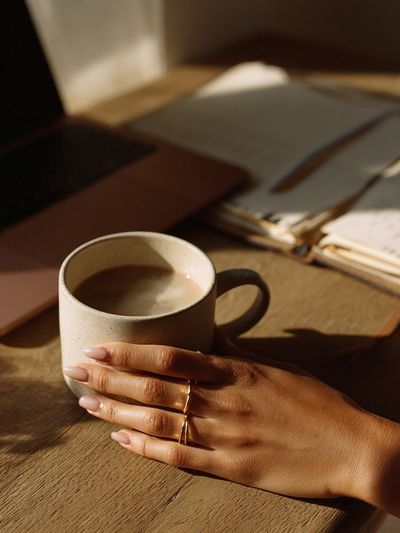 Cozy Coffee Desk Photography Poster. poster print