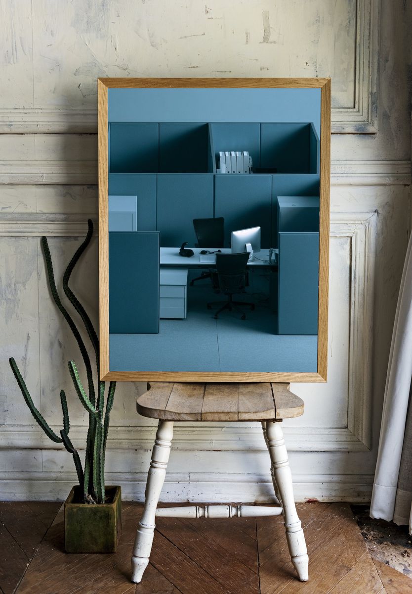 Minimalist Office Cubicle Photography Poster. — room view 1