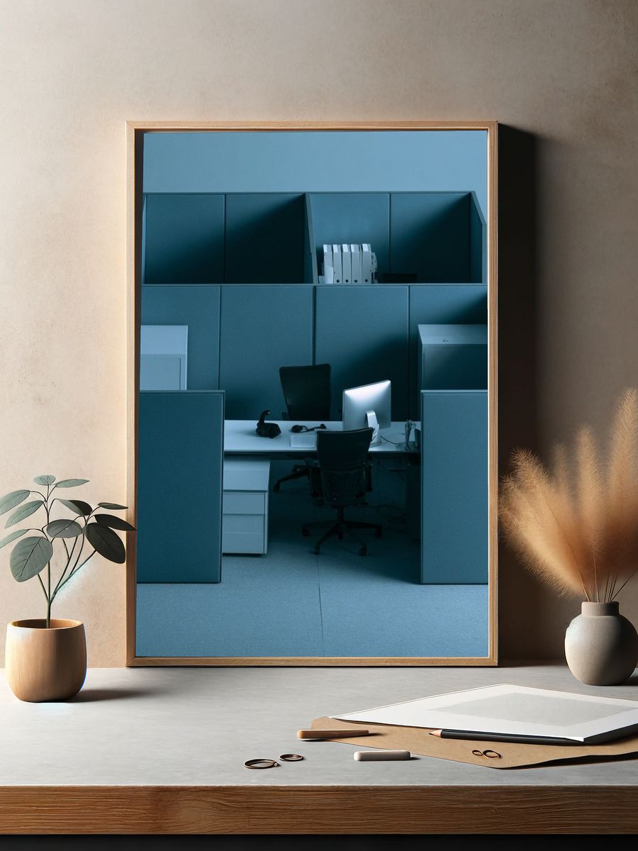 Minimalist Office Cubicle Photography Poster. — room view 2