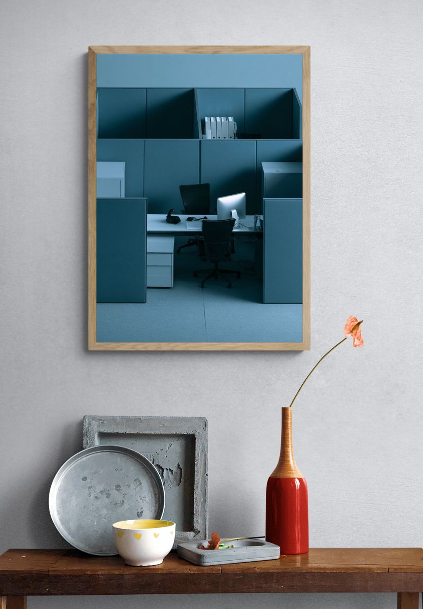 Minimalist Office Cubicle Photography Poster. — room view 3
