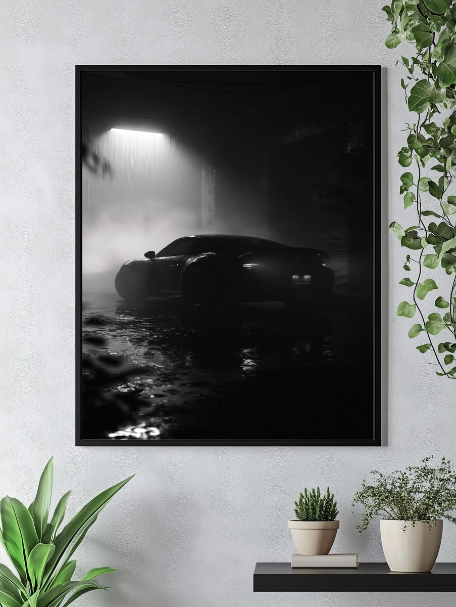Noir Sports Car Photography Poster. — room view 4