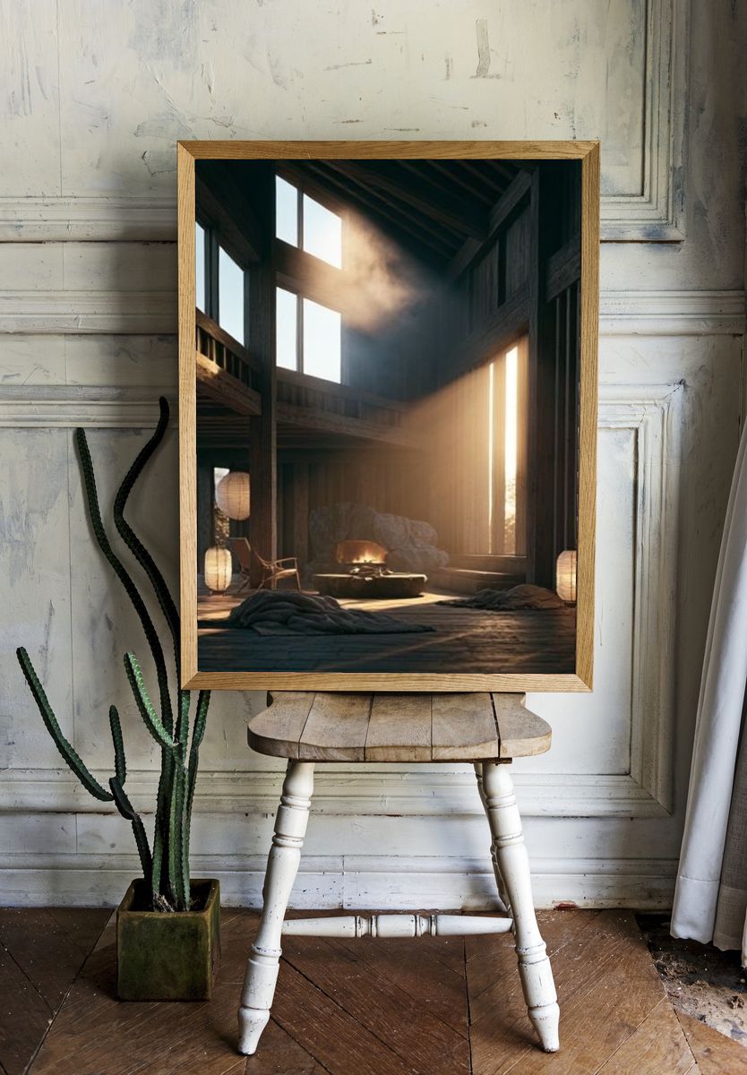 Mossy Forest Pavilion Photography Poster. room preview