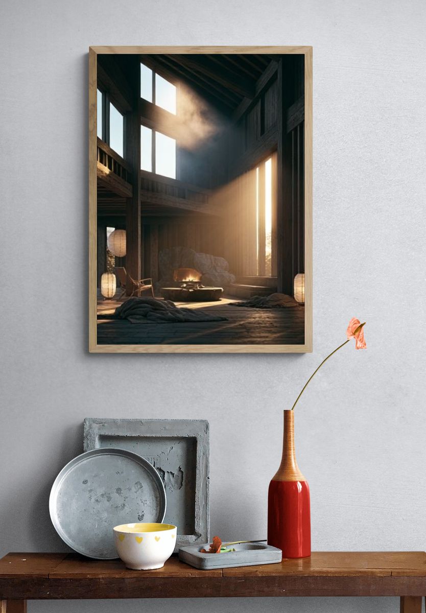 Mossy Forest Pavilion Photography Poster. — room view 3