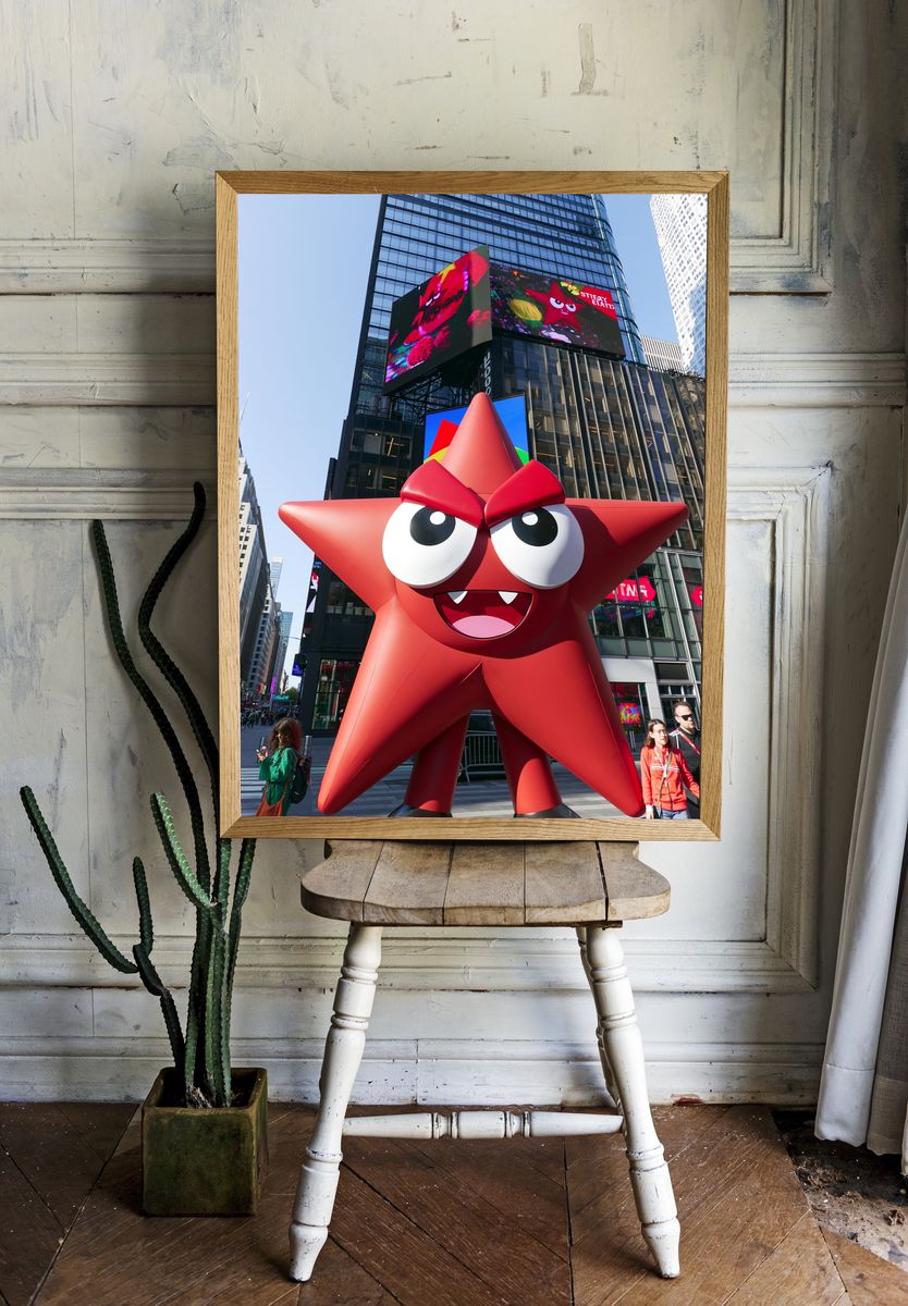 Times Square Red Star Sculpture Poster. room preview