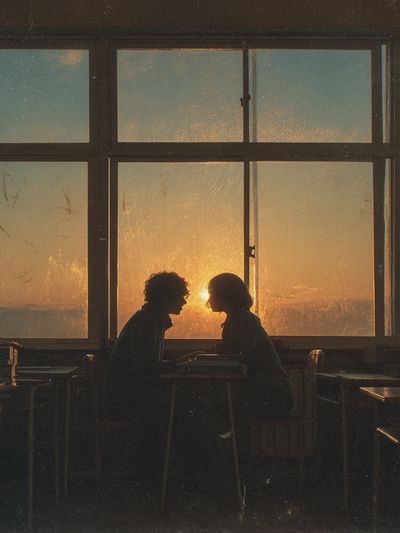 Sunset Silhouette Café Poster. poster print