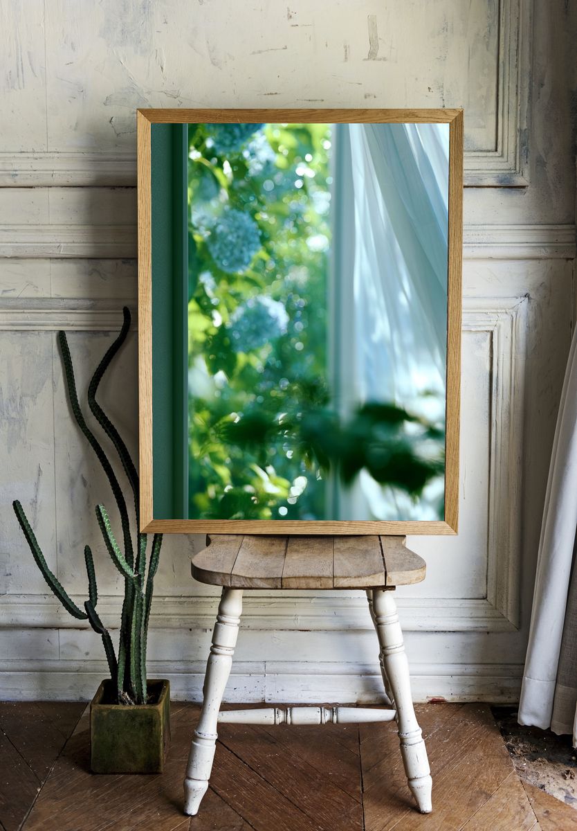 Sunlit Garden Window Photography Poster. room preview
