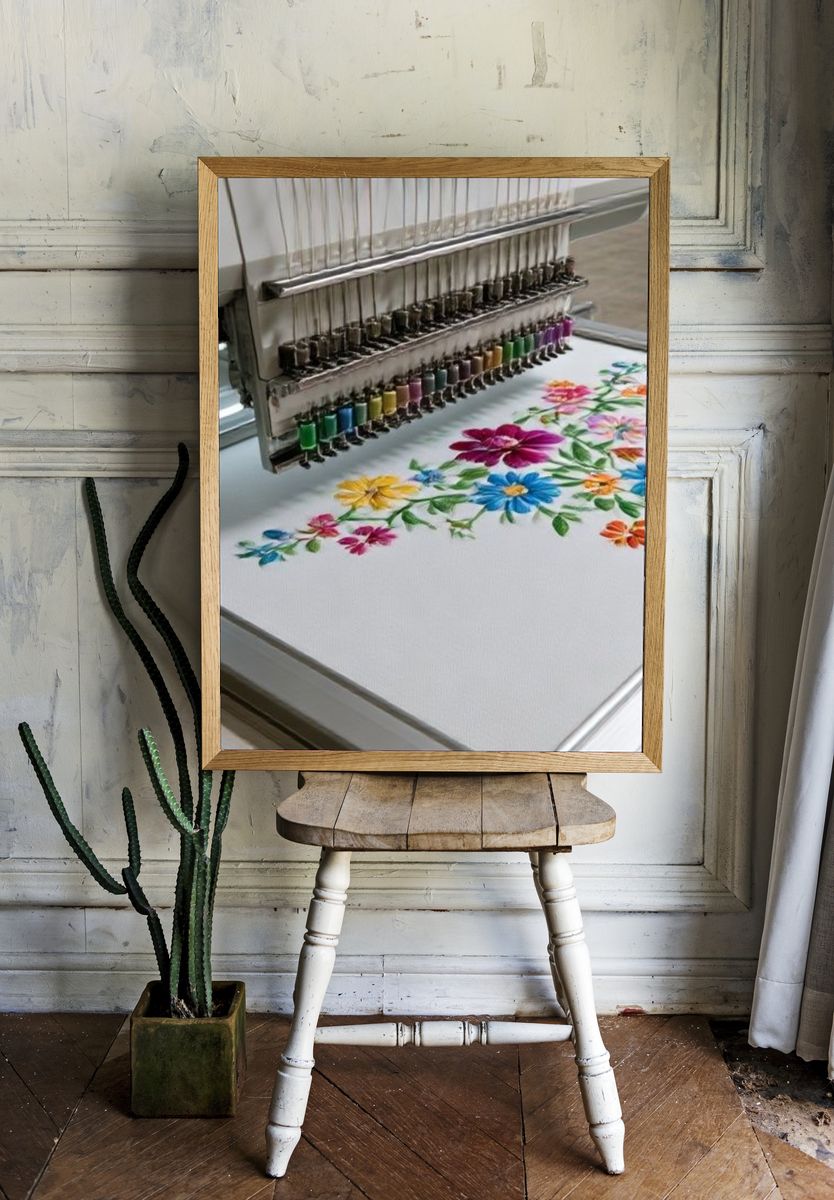 Embroidery Machine Floral Print. room preview