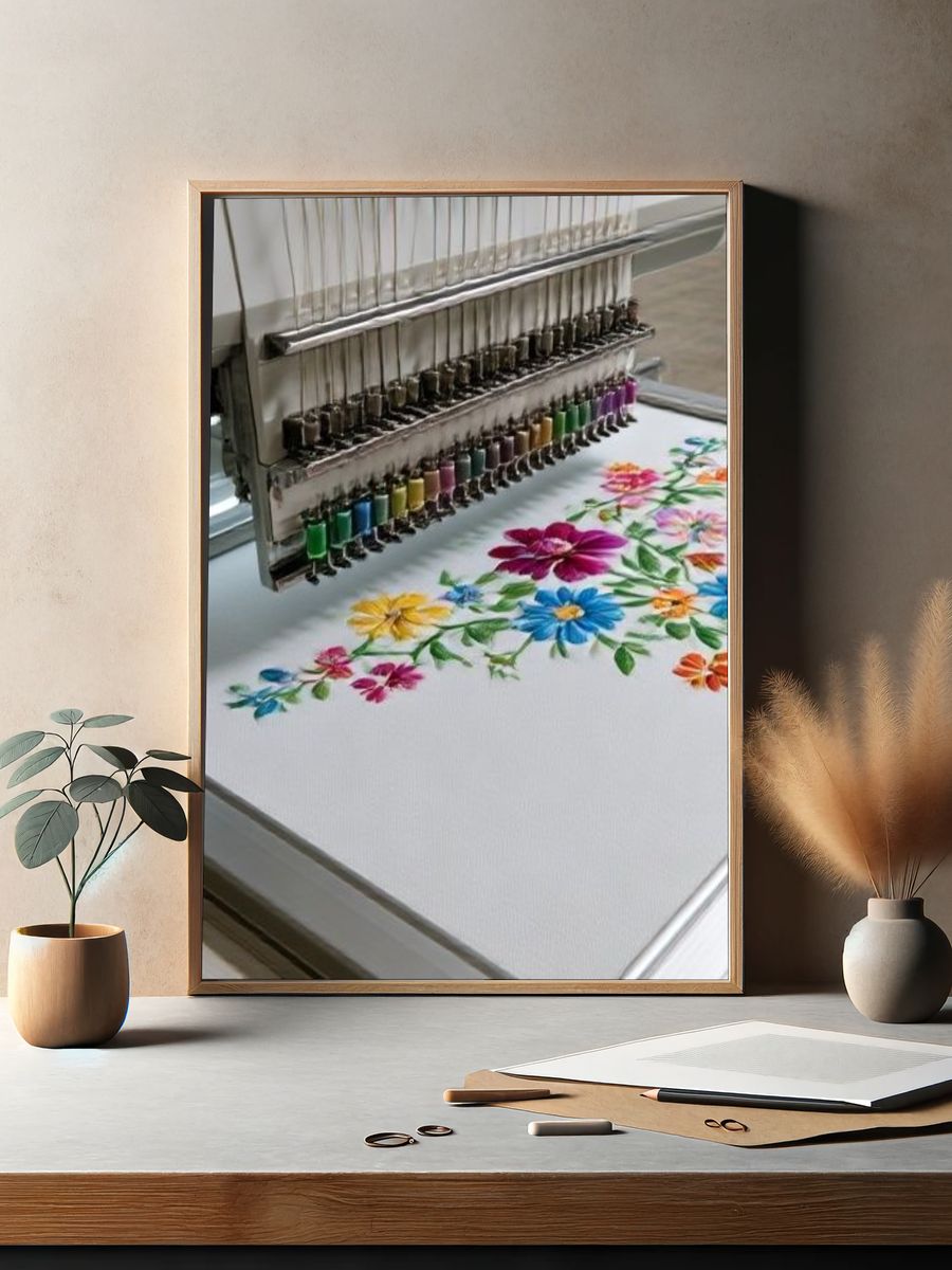 Embroidery Machine Floral Print. — room view 2