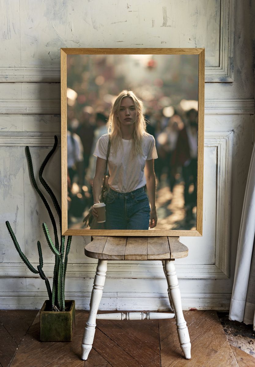 Blonde Woman in Crowd Photography Poster. room preview