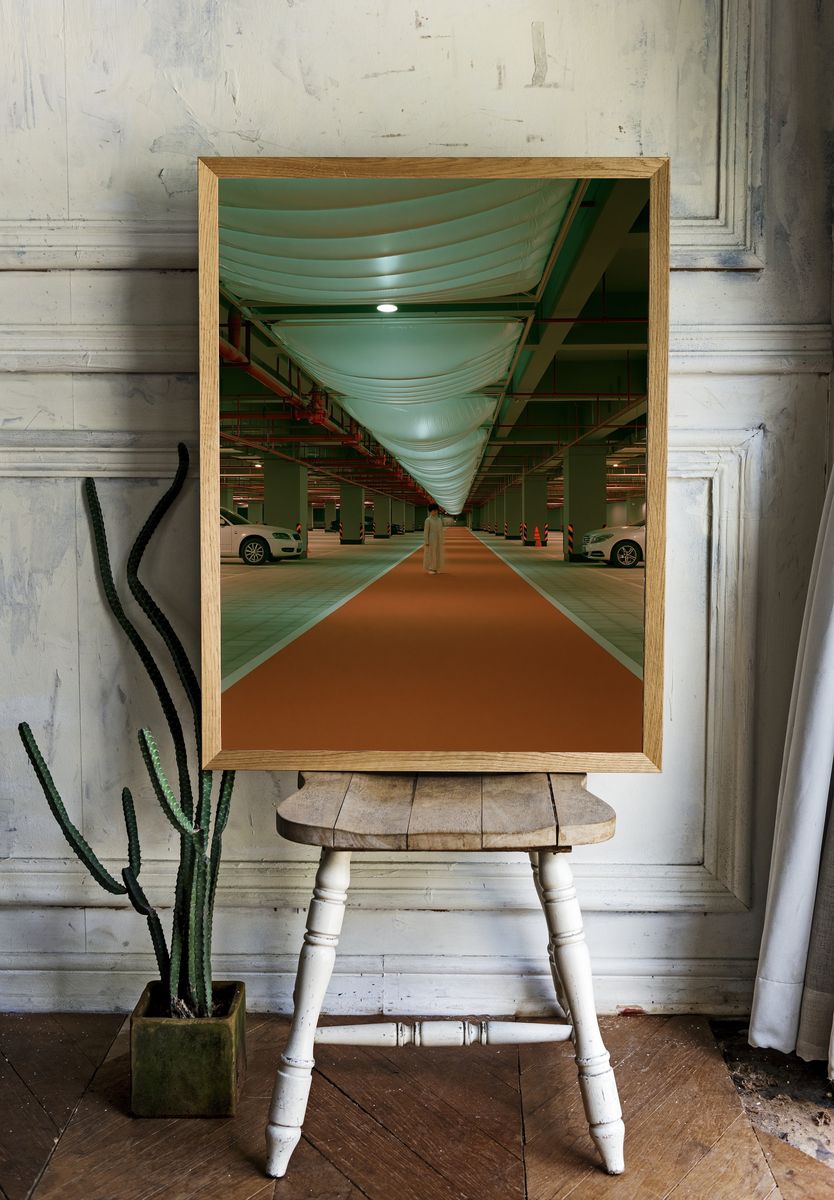 Underground Parking Corridor Photography Poster. room preview